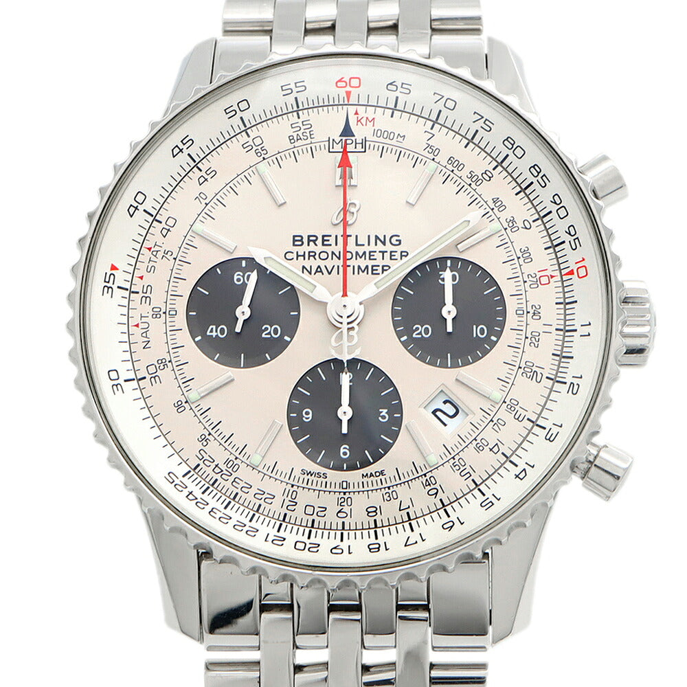 BREITLING ブライトリング ナビタイマー B01 クロノグラフ AB0121 デイト スモールセコンド 裏スケ シルバー SS ステンレス メンズ 自動巻き【6ヶ月保証】【腕時計】【中古】