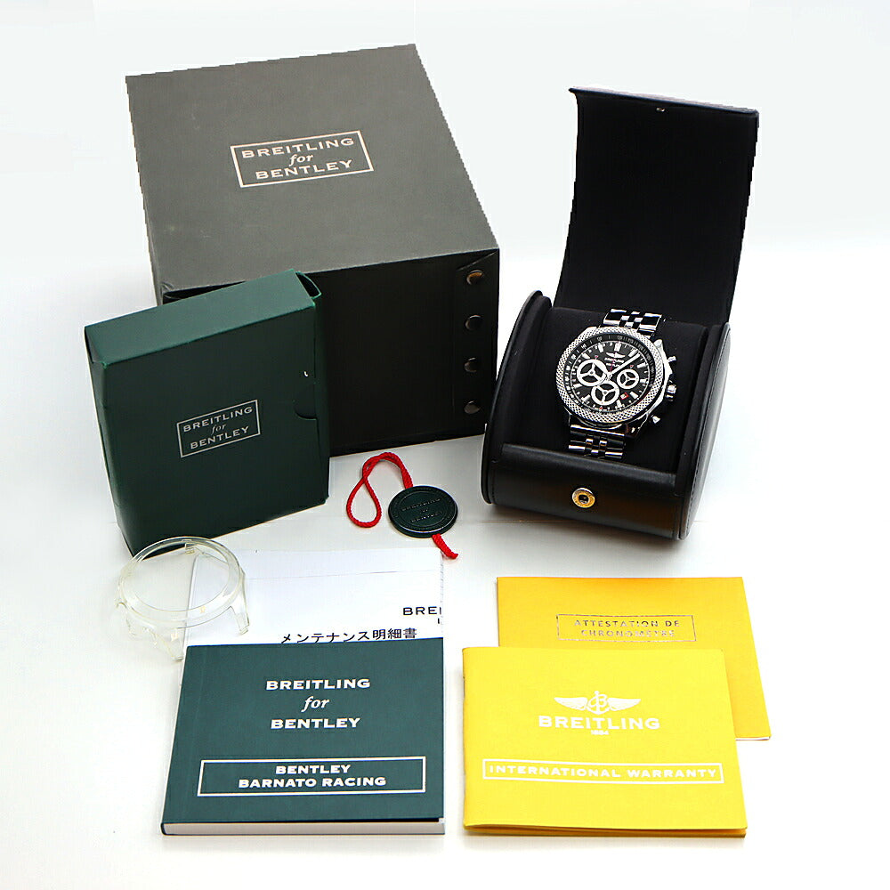 BREITLING ブライトリング ベントレー バーナート レーシング A25366 クロノグラフ 100m防水 裏スケ デイト 黒 ブラック SS ステンレス メンズ 自動巻き【自社保証6ヶ月】【腕時計】【中古】