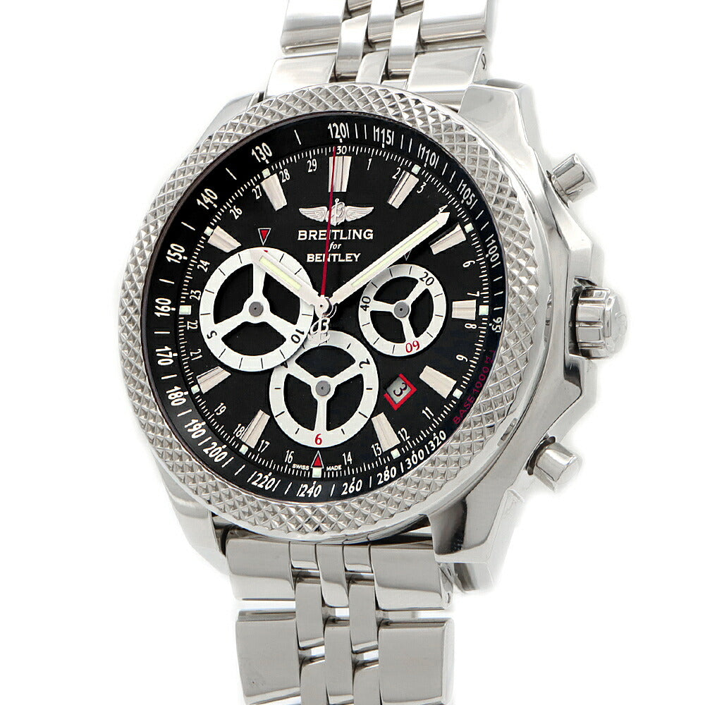 BREITLING ブライトリング ベントレー バーナート レーシング A25366 クロノグラフ 100m防水 裏スケ デイト 黒 ブラック SS ステンレス メンズ 自動巻き【自社保証6ヶ月】【腕時計】【中古】