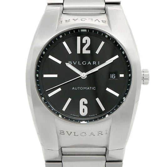 内部点検済 BVLGARI ブルガリ エルゴン EG40S デイト 黒 ブラック SS ステンレス メンズ 自動巻き【6ヶ月保証】【腕時計】【中古】