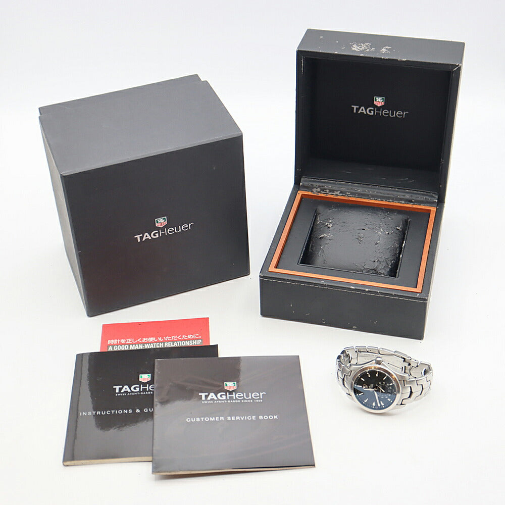 TAG Heuer タグホイヤー リンク キャリバー6 WJF211A スモールセコンド 200m防水 デイト 裏スケ 黒 ブラック SS ステンレス メンズ 自動巻き【6ヶ月保証】【腕時計】【中古】