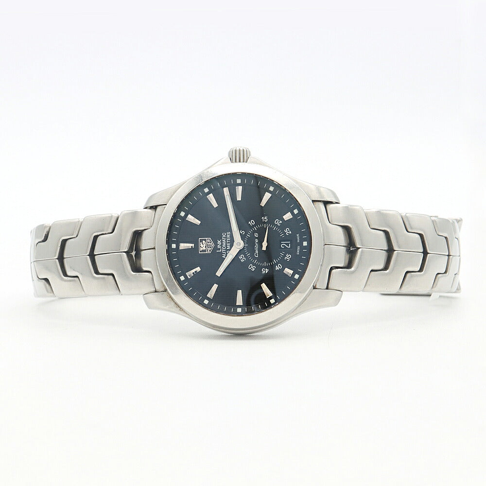 TAG Heuer タグホイヤー リンク キャリバー6 WJF211A スモールセコンド 200m防水 デイト 裏スケ 黒 ブラック SS ステンレス メンズ 自動巻き【6ヶ月保証】【腕時計】【中古】