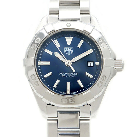 電池交換済 TAG Heuer タグホイヤー アクアレーサー WBD1412 デイト 300m防水 青 ブルー SS ステンレス レディース クォーツ【6ヶ月保証】【腕時計】【中古】