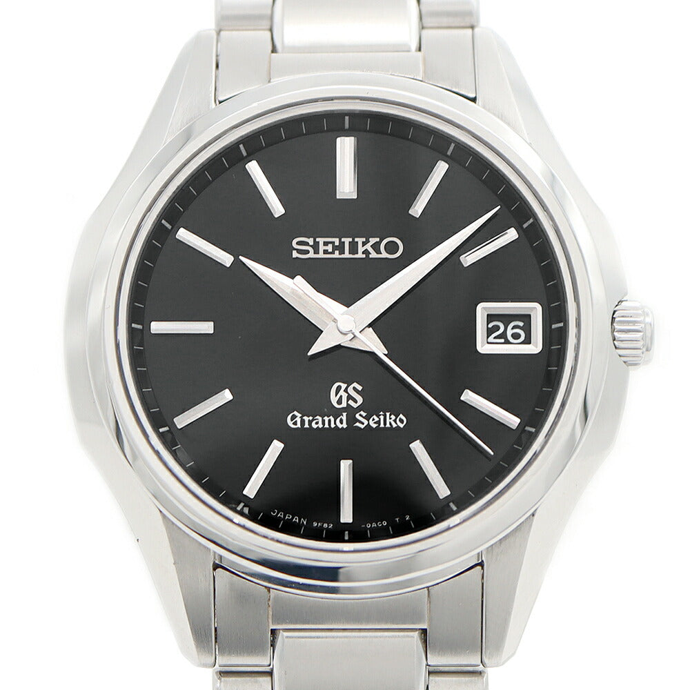 電池交換済 SEIKO セイコー GS グランドセイコー 9F82-0AD0 100m防水 デイト 黒 ブラック SS ステンレス メンズ クォーツ【6ヶ月保証】【腕時計】【中古】