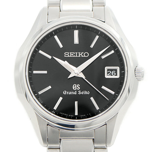 電池交換済 SEIKO セイコー GS グランドセイコー 9F82-0AD0 100m防水 デイト 黒 ブラック SS ステンレス メンズ クォーツ【6ヶ月保証】【腕時計】【中古】
