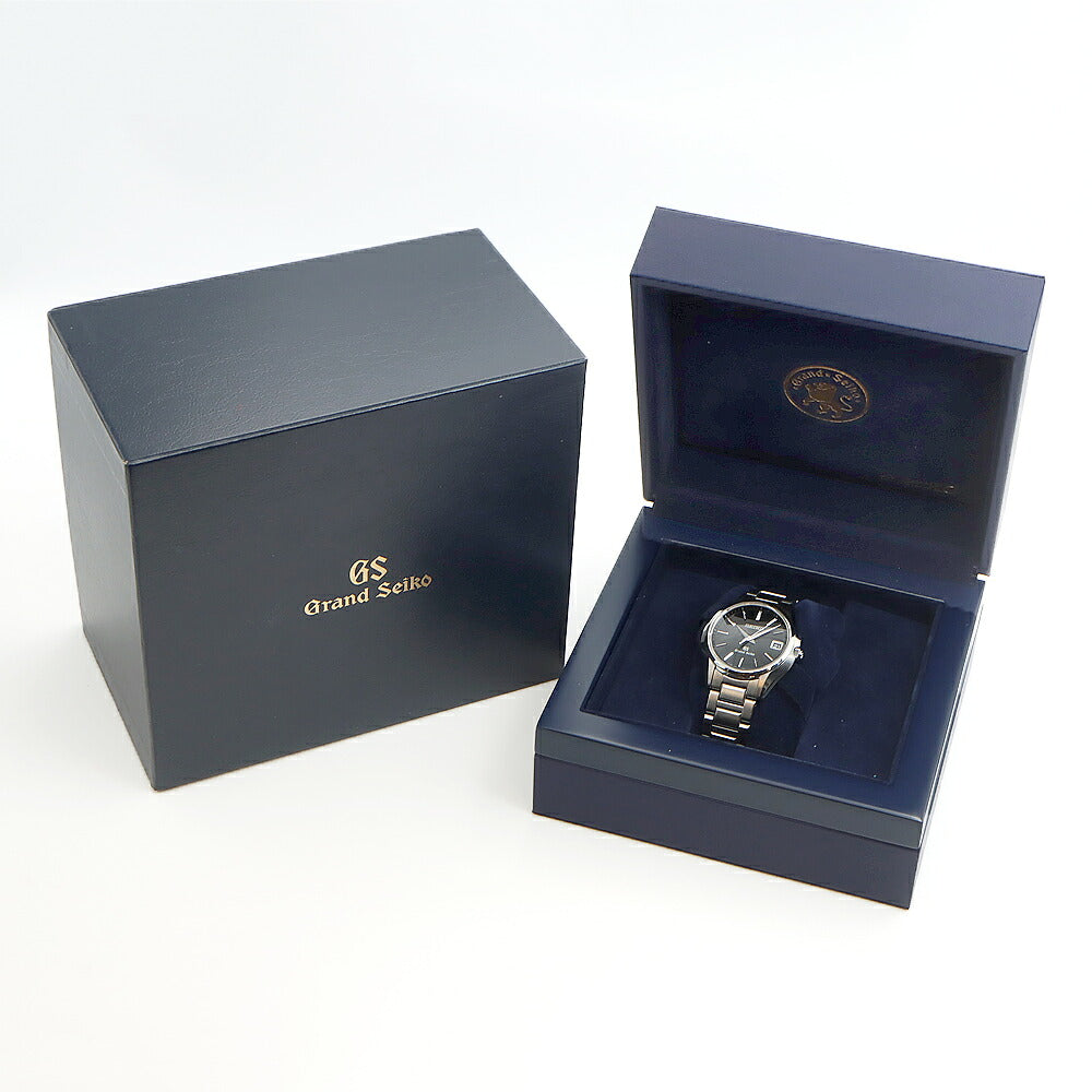 電池交換済 SEIKO セイコー GS グランドセイコー 9F82-0AD0 100m防水 デイト 黒 ブラック SS ステンレス メンズ クォーツ【6ヶ月保証】【腕時計】【中古】