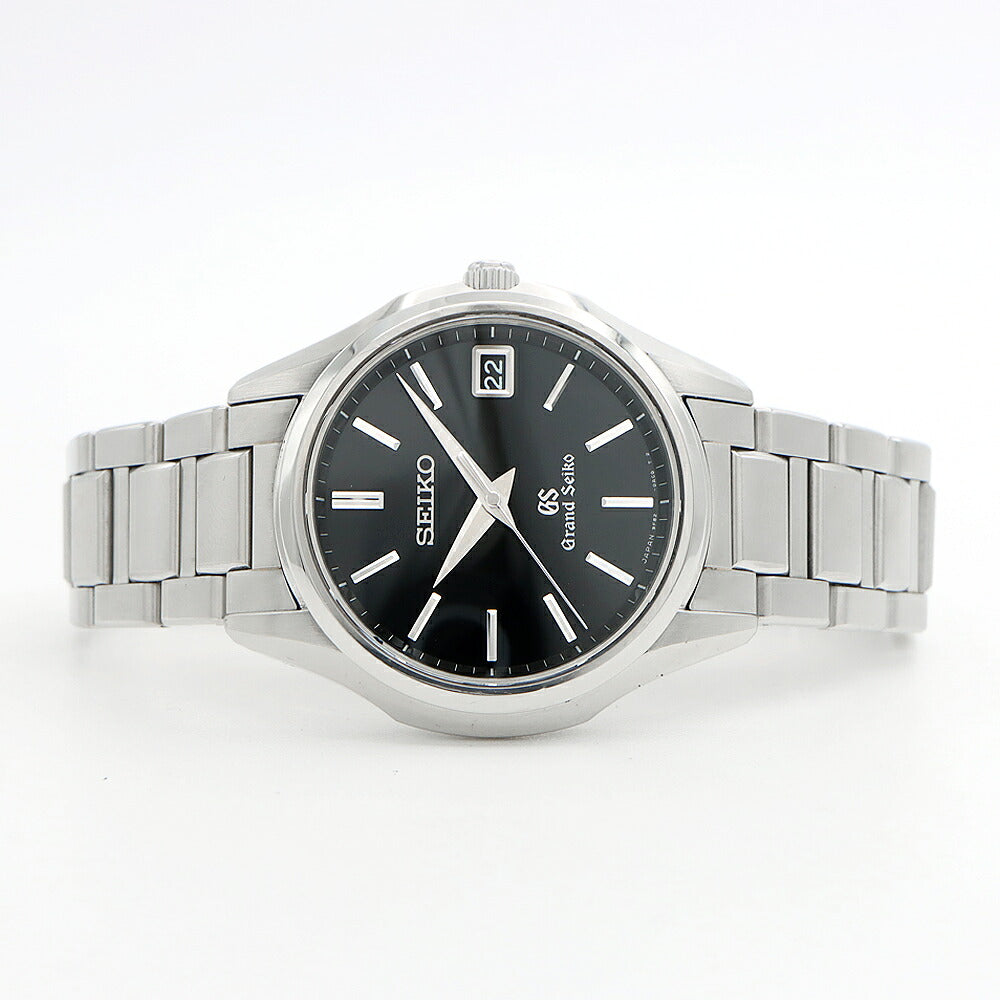 電池交換済 SEIKO セイコー GS グランドセイコー 9F82-0AD0 100m防水 デイト 黒 ブラック SS ステンレス メンズ クォーツ【6ヶ月保証】【腕時計】【中古】