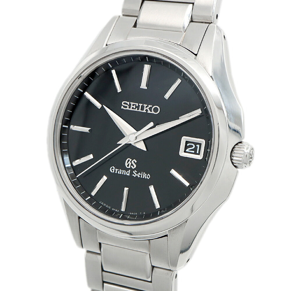 電池交換済 SEIKO セイコー GS グランドセイコー 9F82-0AD0 100m防水 デイト 黒 ブラック SS ステンレス メンズ クォーツ【6ヶ月保証】【腕時計】【中古】