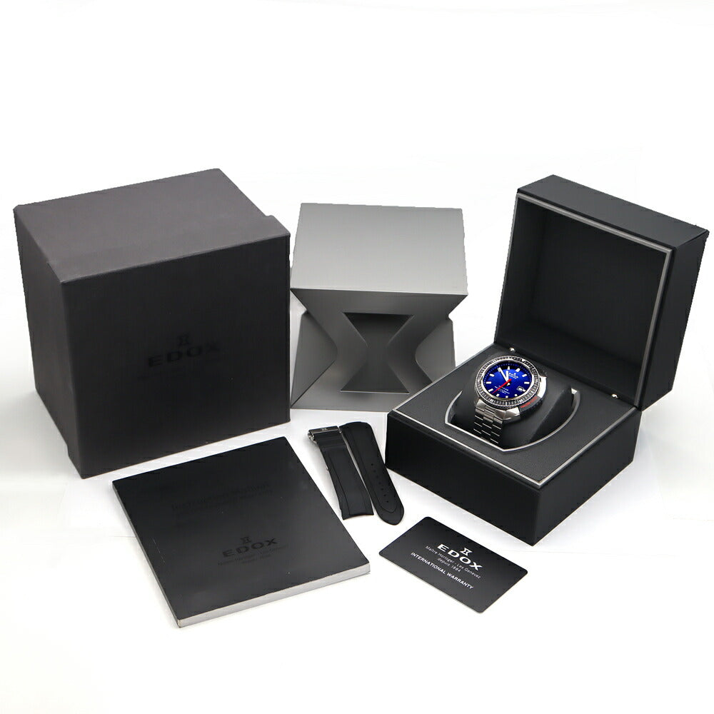 Internally inspected EDOX Hydrosub 80301-3NM-BUIN Date 500m Water Resistant Blue SS Stainless Steel Men's Automatic Winding [6 Month Warranty] [Watch] [Used]
