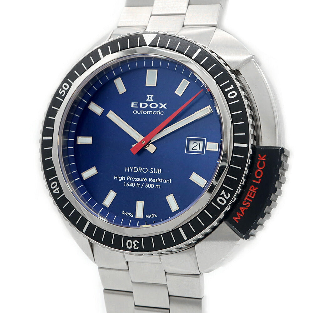内部点検済 EDOX エドックス ハイドロサブ 80301-3NM-BUIN デイト 500m防水 青 ブルー SS ステンレス メンズ 自動巻き【6ヶ月保証】【腕時計】【中古】