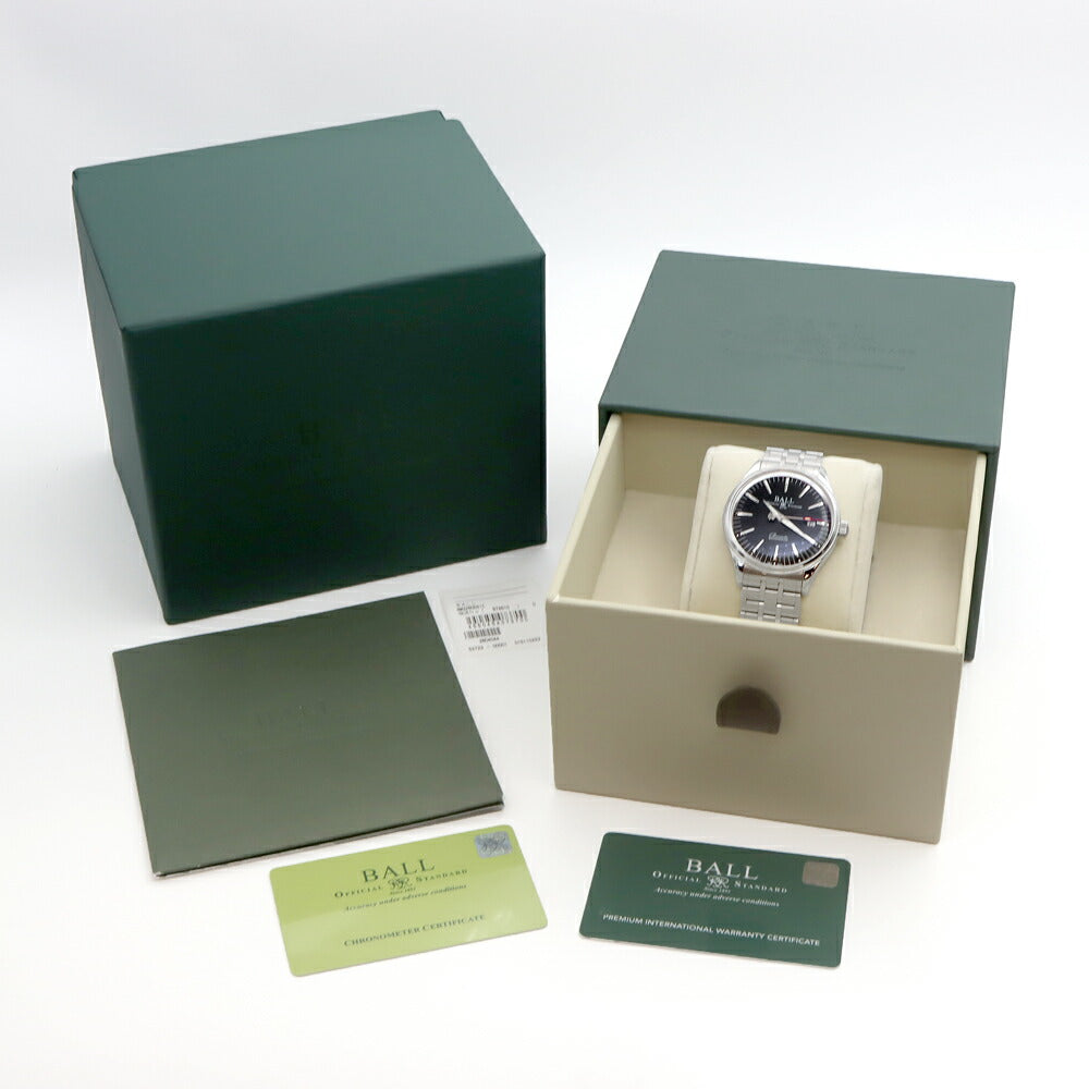 BALL ボール ウォッチ トレインマスター マニュファクチュア80 NM3280D デイト 裏スケ 50m防水 黒 ブラック SS ステンレス メンズ 自動巻き【6ヶ月保証】【腕時計】【中古】