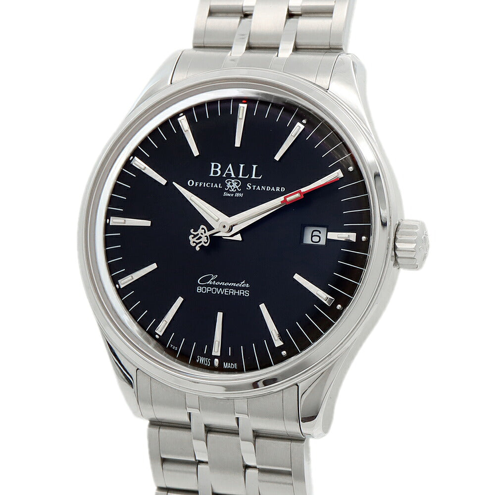 BALL ボール ウォッチ トレインマスター マニュファクチュア80 NM3280D デイト 裏スケ 50m防水 黒 ブラック SS ステンレス メンズ 自動巻き【6ヶ月保証】【腕時計】【中古】