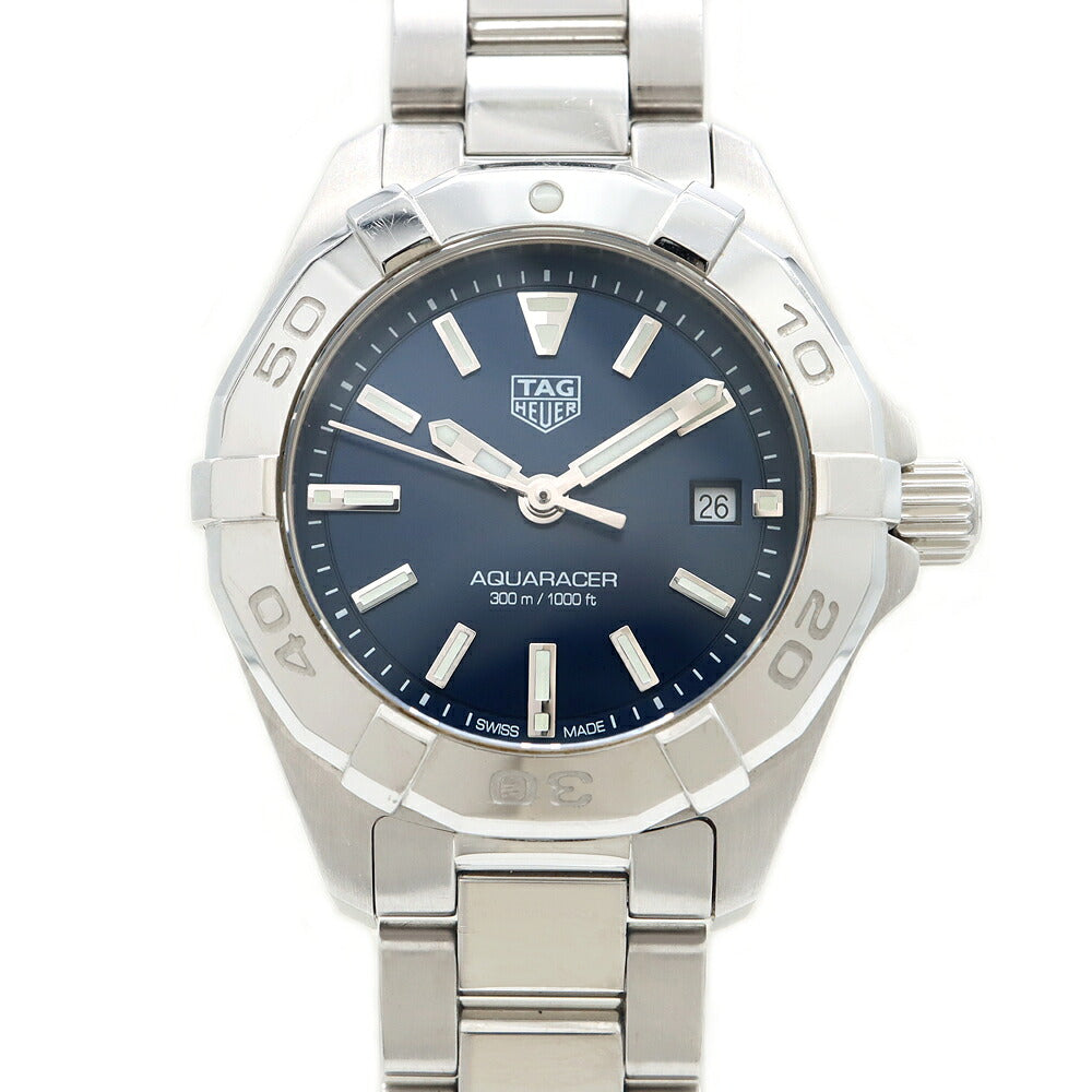 電池交換済 TAG Heuer タグホイヤー アクアレーサー WBD1412 デイト 300m防水 青 ブルー SS ステンレス レディース クォーツ【6ヶ月保証】【腕時計】【中古】