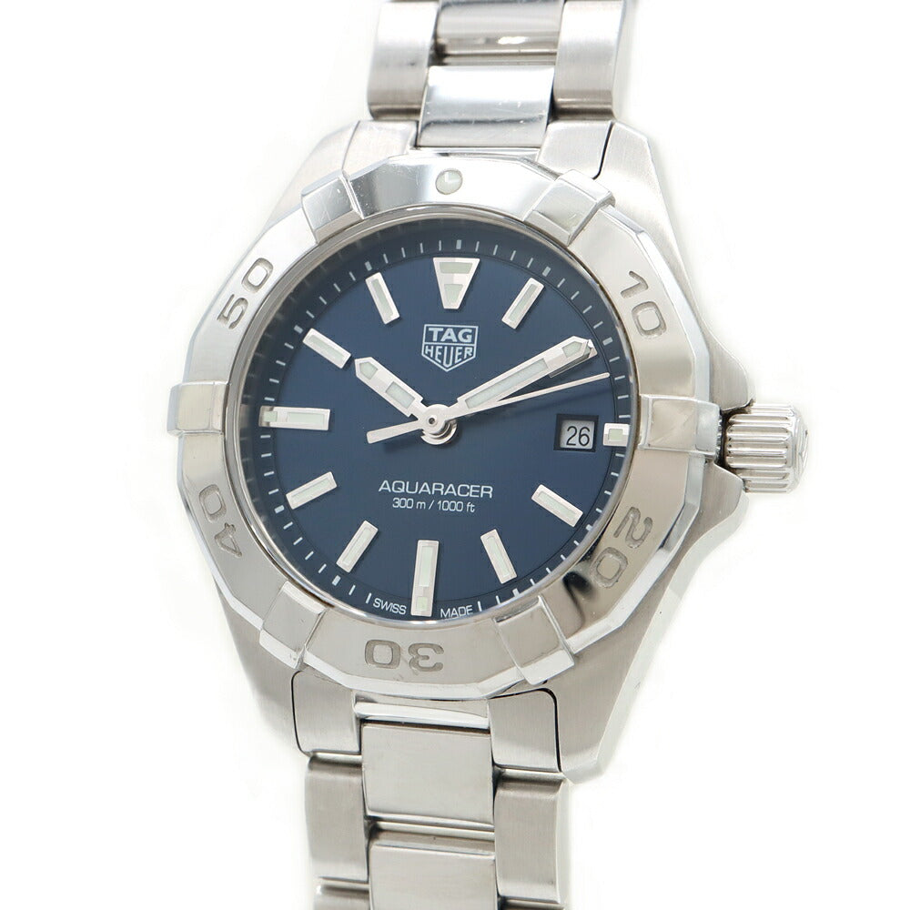 電池交換済 TAG Heuer タグホイヤー アクアレーサー WBD1412 デイト 300m防水 青 ブルー SS ステンレス レディース クォーツ【6ヶ月保証】【腕時計】【中古】