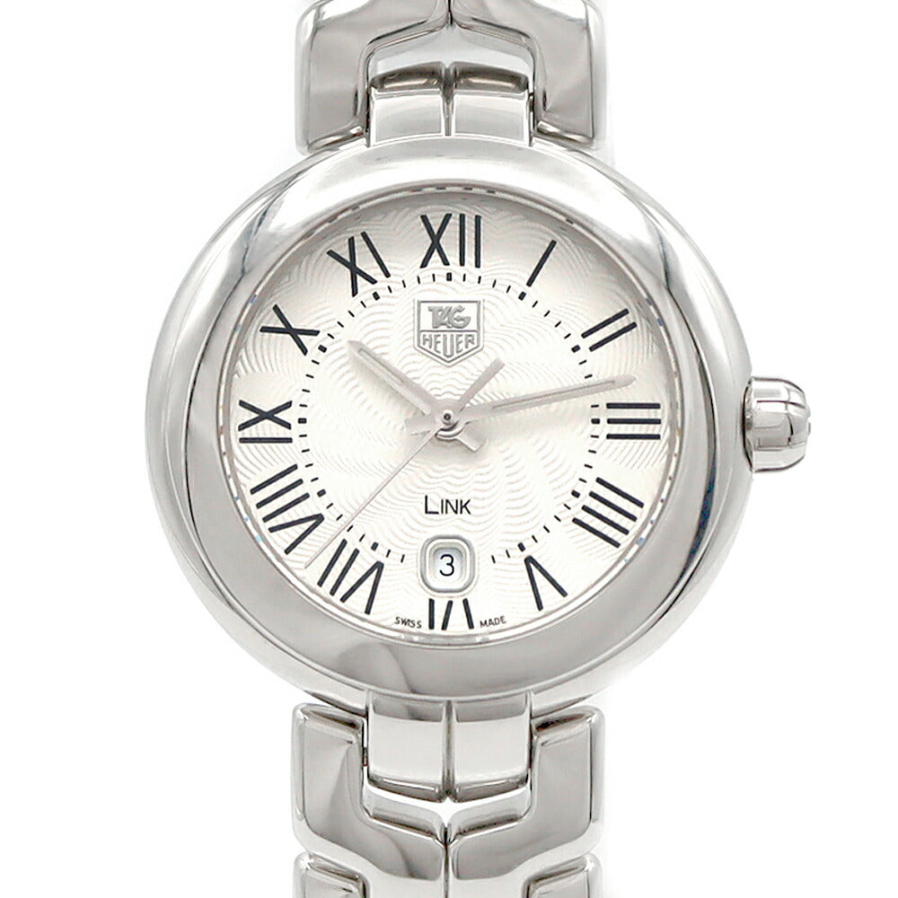 電池交換済 TAG Heuer タグホイヤー リンク WAT1416 デイト 100m防水 シルバー ギョーシェ SS ステンレス レディース クォーツ【6ヶ月保証】【腕時計】【中古】