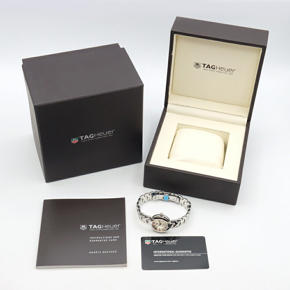 電池交換済 TAG Heuer タグホイヤー リンク WAT1416 デイト 100m防水 シルバー ギョーシェ SS ステンレス レディース クォーツ【6ヶ月保証】【腕時計】【中古】