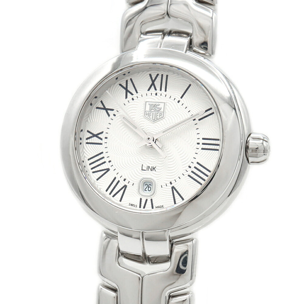 電池交換済 TAG Heuer タグホイヤー リンク WAT1416 デイト 100m防水 シルバー ギョーシェ SS ステンレス レディース クォーツ【6ヶ月保証】【腕時計】【中古】