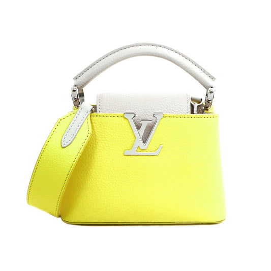 LOUIS VUITTON ルイヴィトン LVロゴ カプシーヌMINI M57521 ハンドバッグ ショルダーバッグ 2WAYバッグ トリヨン レザー イエロー ベージュ レディース【バッグ】【中古】