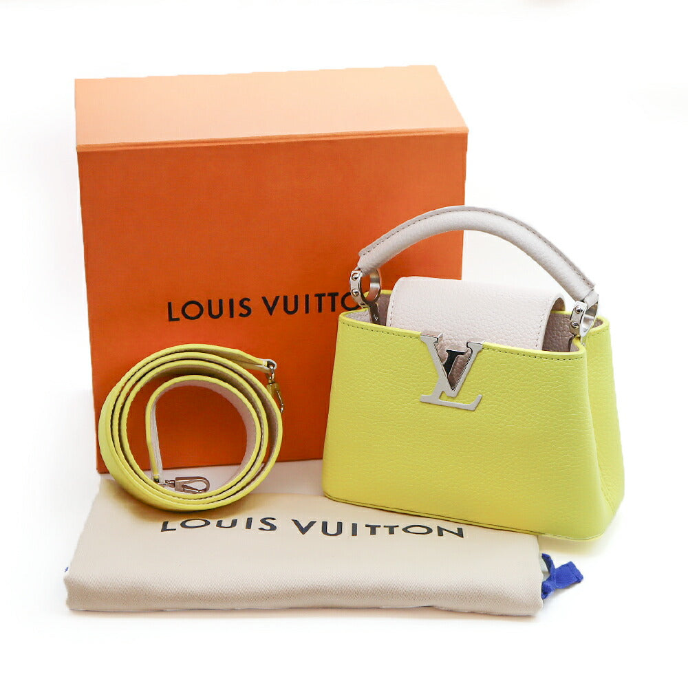 LOUIS VUITTON ルイヴィトン LVロゴ カプシーヌMINI M57521 ハンドバッグ ショルダーバッグ 2WAYバッグ トリヨン レザー イエロー ベージュ レディース【バッグ】【中古】
