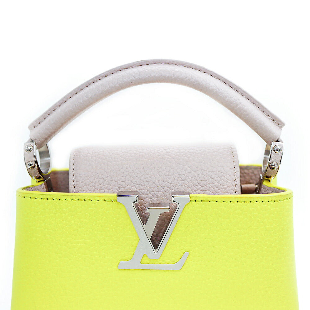 LOUIS VUITTON ルイヴィトン LVロゴ カプシーヌMINI M57521 ハンドバッグ ショルダーバッグ 2WAYバッグ トリヨン レザー イエロー ベージュ レディース【バッグ】【中古】