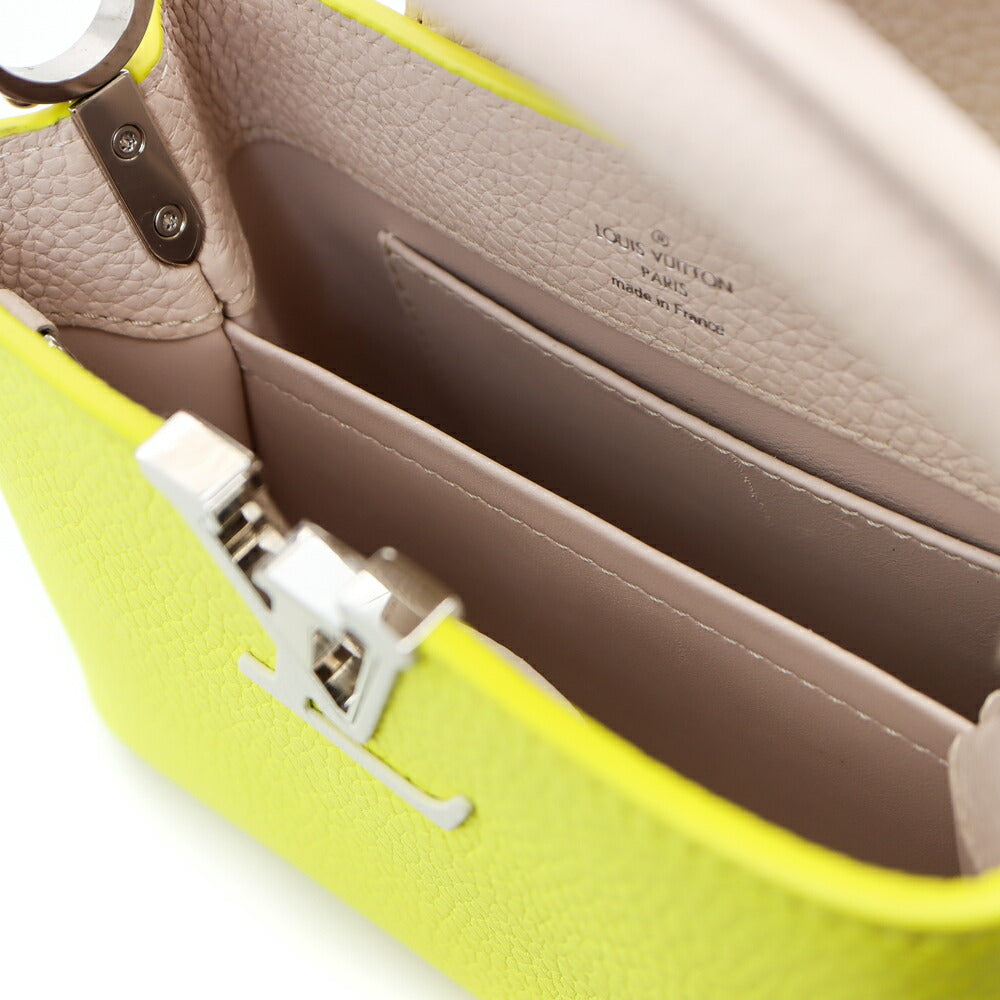 LOUIS VUITTON ルイヴィトン LVロゴ カプシーヌMINI M57521 ハンドバッグ ショルダーバッグ 2WAYバッグ トリヨン レザー イエロー ベージュ レディース【バッグ】【中古】