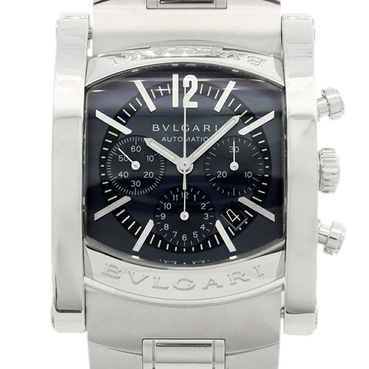 BVLGARI ブルガリ アショーマ クロノグラフ AA44SCH デイト ブルーグレー SS ステンレス メンズ 自動巻き【6ヶ月保証】【腕時計】【中古】