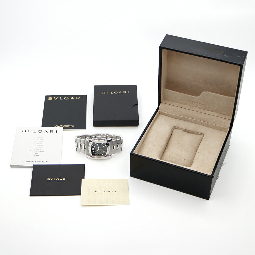 BVLGARI ブルガリ アショーマ クロノグラフ AA44SCH デイト ブルーグレー SS ステンレス メンズ 自動巻き【6ヶ月保証】【腕時計】【中古】