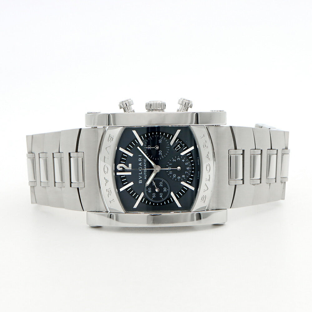 BVLGARI ブルガリ アショーマ クロノグラフ AA44SCH デイト ブルーグレー SS ステンレス メンズ 自動巻き【6ヶ月保証】【腕時計】【中古】