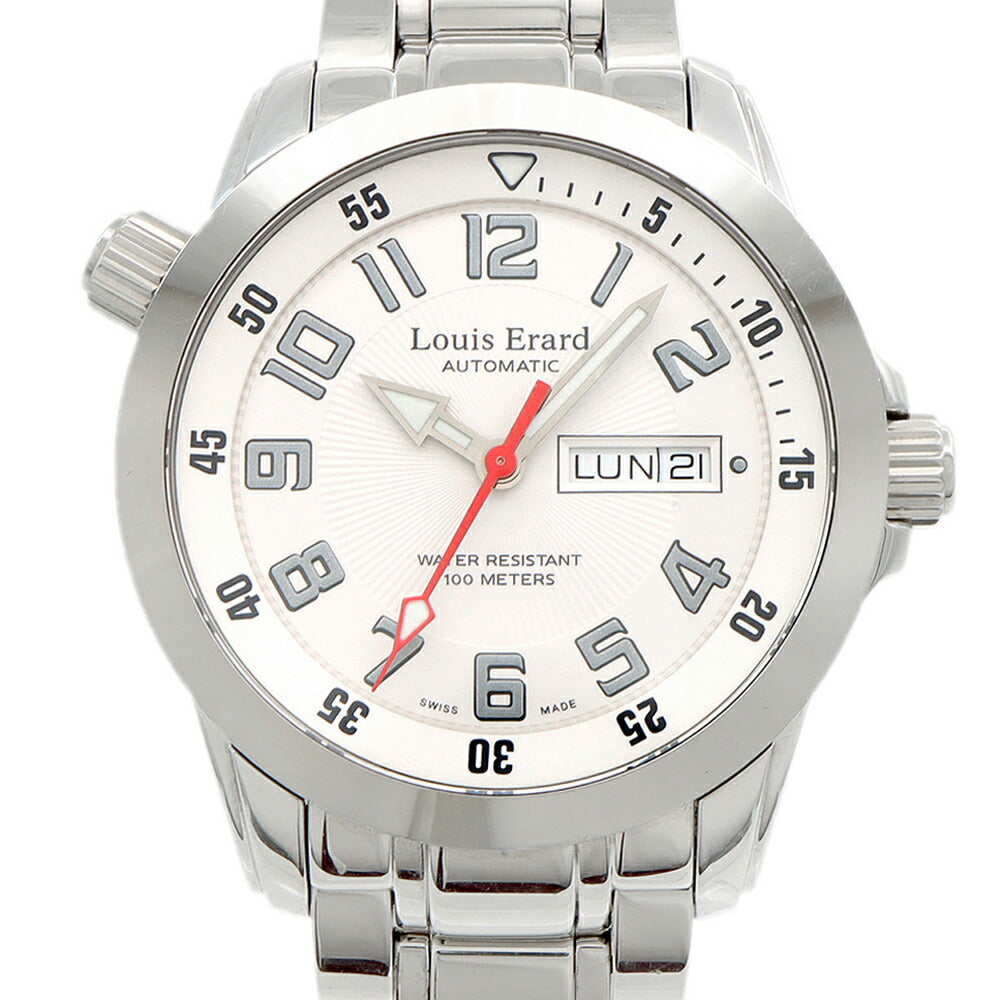 Louis Erard ルイエラール スポルティブ 72411 デイデイト 100m防水 白 ホワイト SS ステンレス メンズ 自動巻き【6ヶ月保証】【腕時計】【中古】