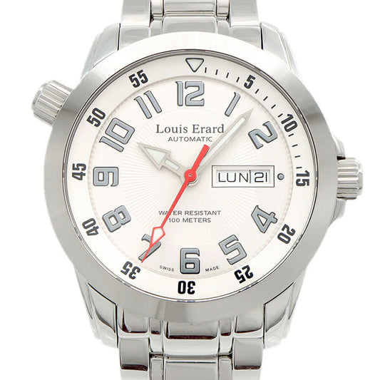 Louis Erard ルイエラール スポルティブ 72411 デイデイト 100m防水 白 ホワイト SS ステンレス メンズ 自動巻き【6ヶ月保証】【腕時計】【中古】