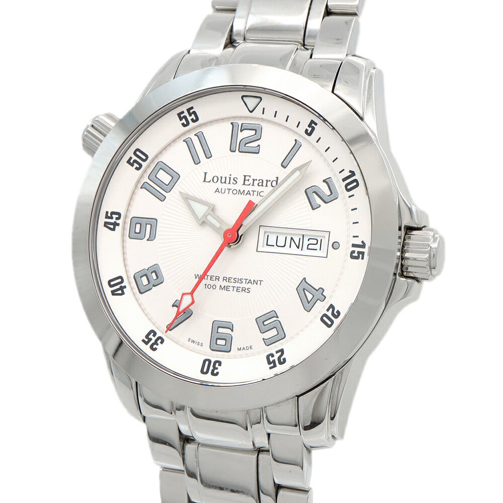 Louis Erard ルイエラール スポルティブ 72411 デイデイト 100m防水 白 ホワイト SS ステンレス メンズ 自動巻き【6ヶ月保証】【腕時計】【中古】