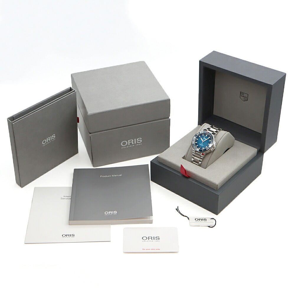 ORIS オリス アクイス クリーンオーシャン リミテッドエディション 01 733 7732 4185 デイト 300m防水 青 ブルー SS ステンレス CE セラミック メンズ 自動巻き【6ヶ月保証】【腕時計】【中古】