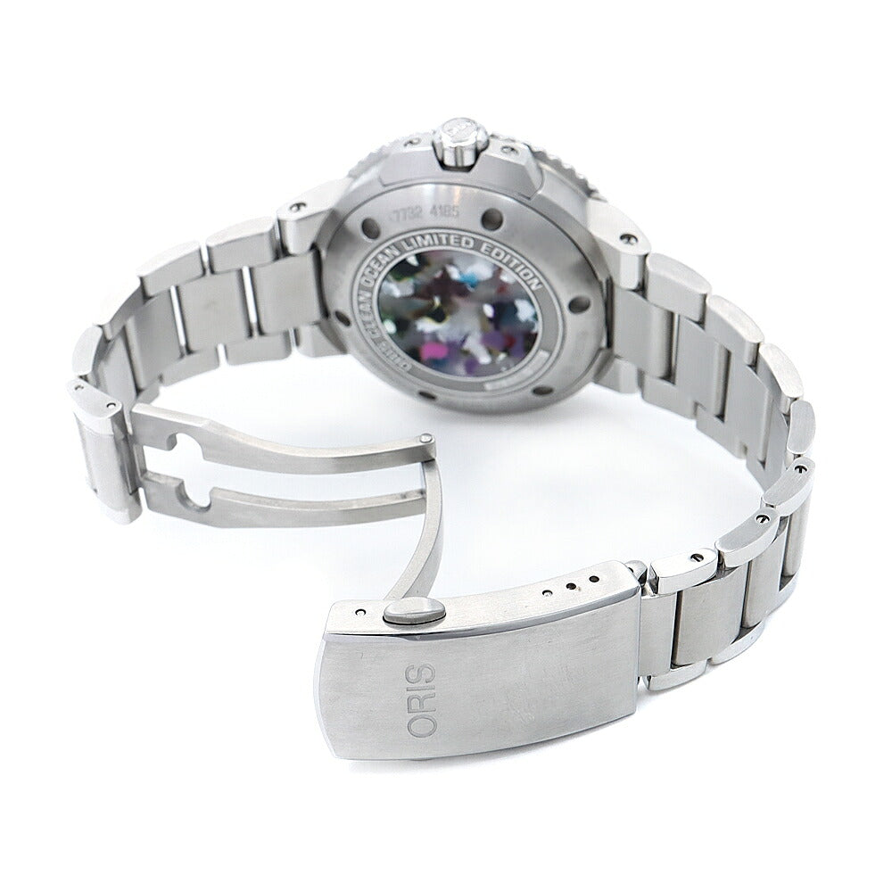 ORIS オリス アクイス クリーンオーシャン リミテッドエディション 01 733 7732 4185 デイト 300m防水 青 ブルー SS ステンレス CE セラミック メンズ 自動巻き【6ヶ月保証】【腕時計】【中古】