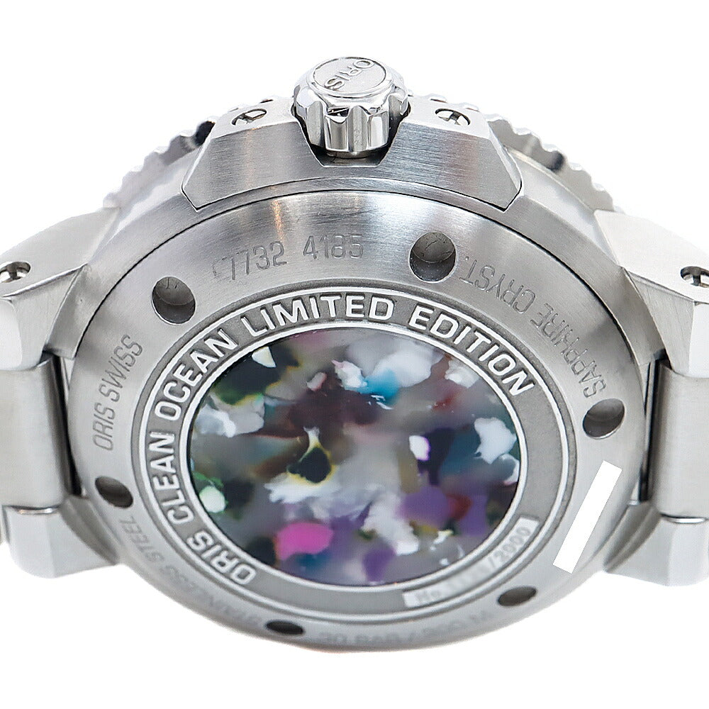 ORIS オリス アクイス クリーンオーシャン リミテッドエディション 01 733 7732 4185 デイト 300m防水 青 ブルー SS ステンレス CE セラミック メンズ 自動巻き【6ヶ月保証】【腕時計】【中古】