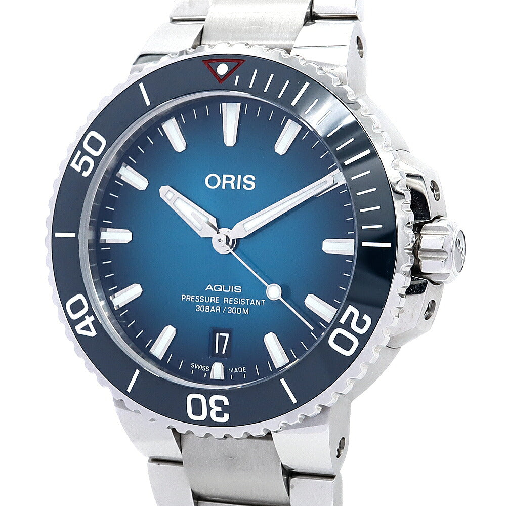 ORIS オリス アクイス クリーンオーシャン リミテッドエディション 01 733 7732 4185 デイト 300m防水 青 ブルー SS ステンレス CE セラミック メンズ 自動巻き【6ヶ月保証】【腕時計】【中古】