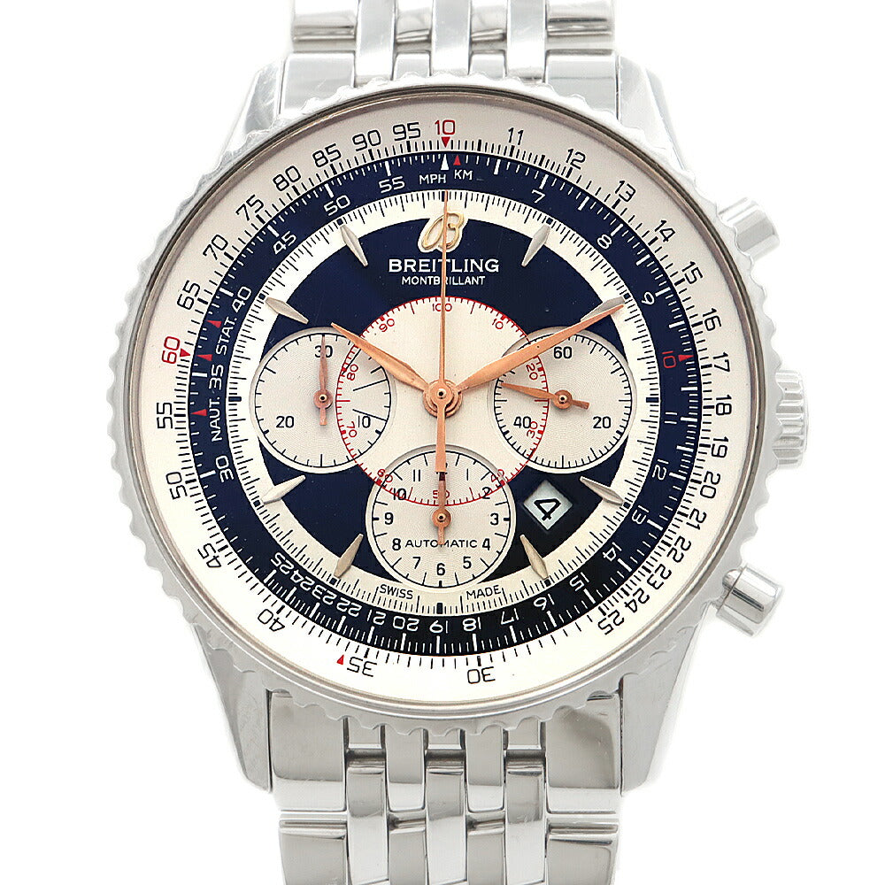 BREITLING ブライトリング ナビタイマー モンブリラン クロノグラフ A41370 デイト 30m防水 黒 ブラック シルバー SS ステンレス メンズ 自動巻き【6ヶ月保証】【腕時計】【中古】
