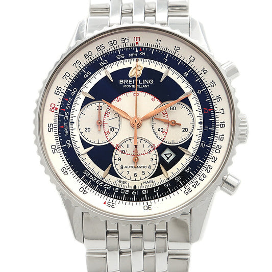 BREITLING ブライトリング ナビタイマー モンブリラン クロノグラフ A41370 デイト 30m防水 黒 ブラック シルバー SS ステンレス メンズ 自動巻き【6ヶ月保証】【腕時計】【中古】