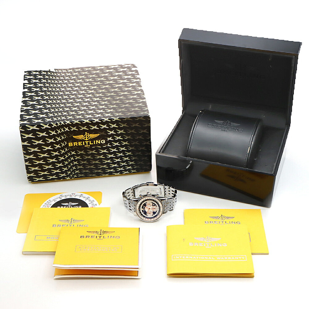 BREITLING ブライトリング ナビタイマー モンブリラン クロノグラフ A41370 デイト 30m防水 黒 ブラック シルバー SS ステンレス メンズ 自動巻き【6ヶ月保証】【腕時計】【中古】