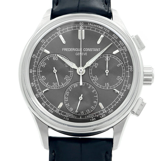 FREDERIQUE CONSTANT フレデリックコンスタント フライバック マニュファクチュール クロノグラフ FC-760X4H4/6 裏スケ 50m防水 グレー SS ステンレス 純正ベルト 純正尾錠 メンズ 自動巻き【6ヶ月保証】【腕時計】【中古】