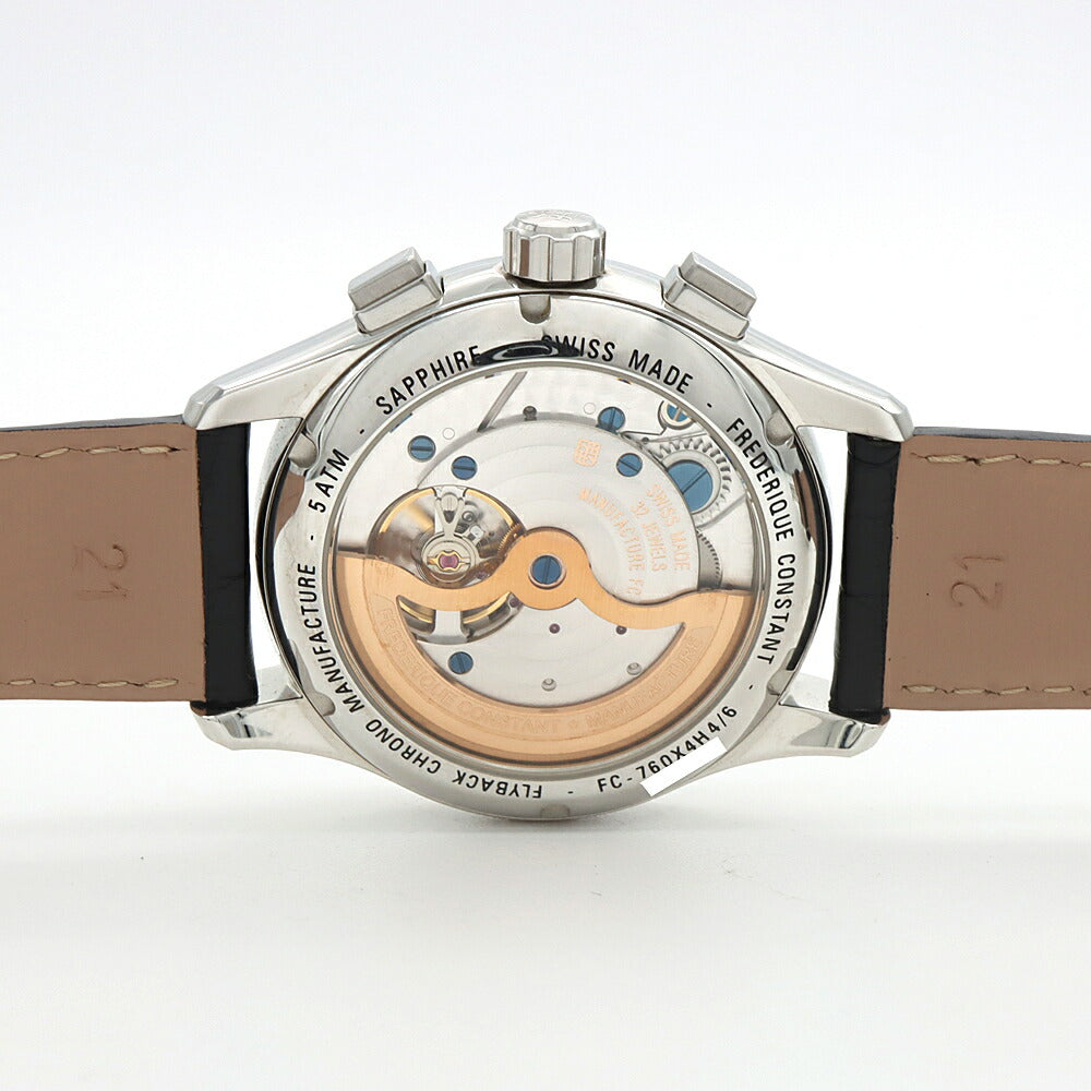 FREDERIQUE CONSTANT フレデリックコンスタント フライバック マニュファクチュール クロノグラフ FC-760X4H4/6 裏スケ 50m防水 グレー SS ステンレス 純正ベルト 純正尾錠 メンズ 自動巻き【6ヶ月保証】【腕時計】【中古】