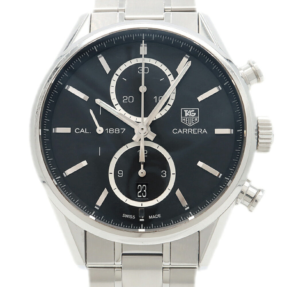 TAG Heuer タグホイヤー カレラ キャリバー1887 クロノグラフ CAR2110 BA0720 デイト 100m防水 裏スケ 黒 ブラック SS ステンレス メンズ 自動巻き【6ヶ月保証】【腕時計】【中古】