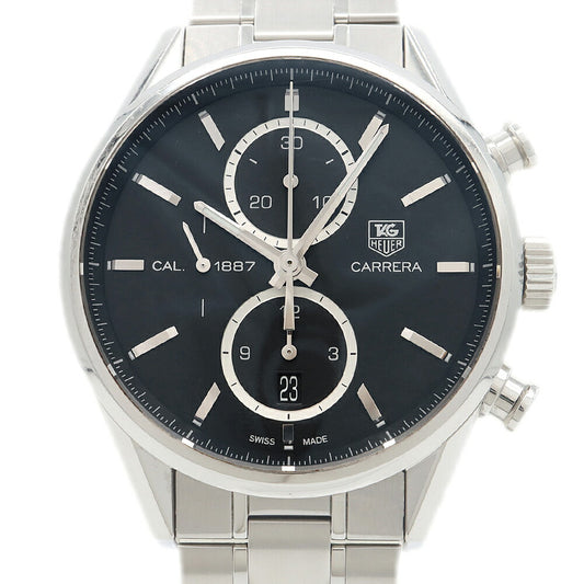 TAG Heuer タグホイヤー カレラ キャリバー1887 クロノグラフ CAR2110 BA0720 デイト 100m防水 裏スケ 黒 ブラック SS ステンレス メンズ 自動巻き【6ヶ月保証】【腕時計】【中古】