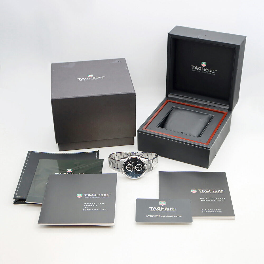 TAG Heuer タグホイヤー カレラ キャリバー1887 クロノグラフ CAR2110 BA0720 デイト 100m防水 裏スケ 黒 ブラック SS ステンレス メンズ 自動巻き【6ヶ月保証】【腕時計】【中古】