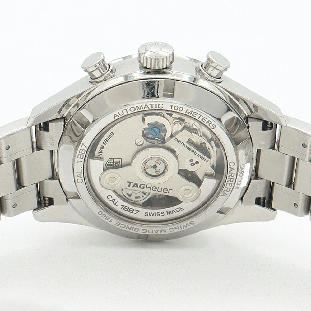 TAG Heuer タグホイヤー カレラ キャリバー1887 クロノグラフ CAR2110 BA0720 デイト 100m防水 裏スケ 黒 ブラック SS ステンレス メンズ 自動巻き【6ヶ月保証】【腕時計】【中古】