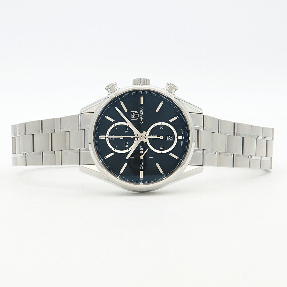 TAG Heuer タグホイヤー カレラ キャリバー1887 クロノグラフ CAR2110 BA0720 デイト 100m防水 裏スケ 黒 ブラック SS ステンレス メンズ 自動巻き【6ヶ月保証】【腕時計】【中古】