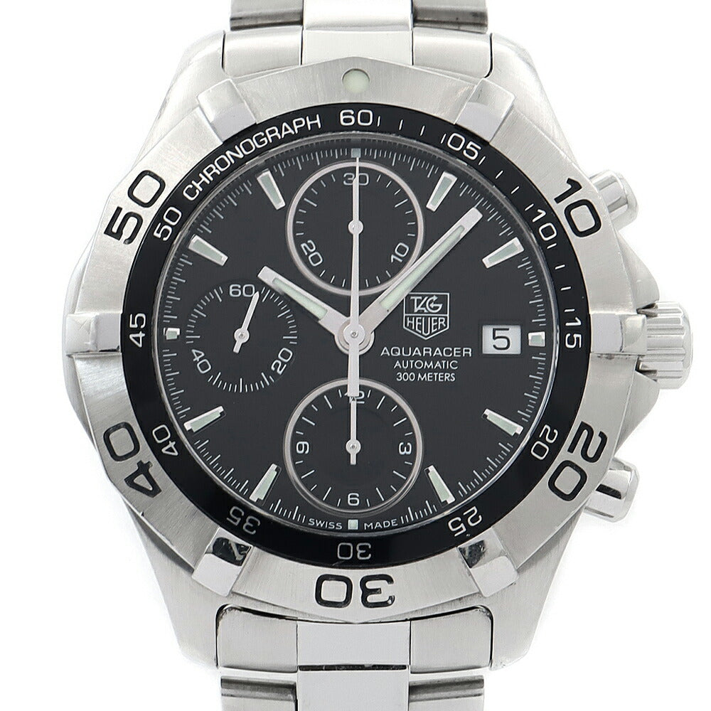 TAG Heuer タグホイヤー アクアレーサー クロノグラフ CAF2110 BA0809 デイト 300m防水 黒 ブラック SS ステンレス メンズ 自動巻き【6ヶ月保証】【腕時計】【中古】