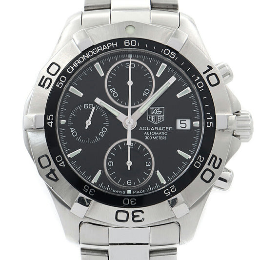 TAG Heuer タグホイヤー アクアレーサー クロノグラフ CAF2110 BA0809 デイト 300m防水 黒 ブラック SS ステンレス メンズ 自動巻き【6ヶ月保証】【腕時計】【中古】