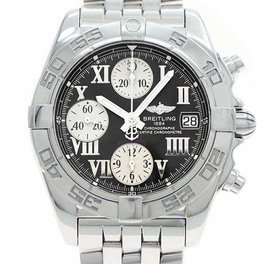内部点検済 BREITLING ブライトリング クロノコックピット A13358 クロノグラフ デイト 100m防水 黒 ブラック SS ステンレス メンズ 自動巻き【6ヶ月保証】【腕時計】【中古】
