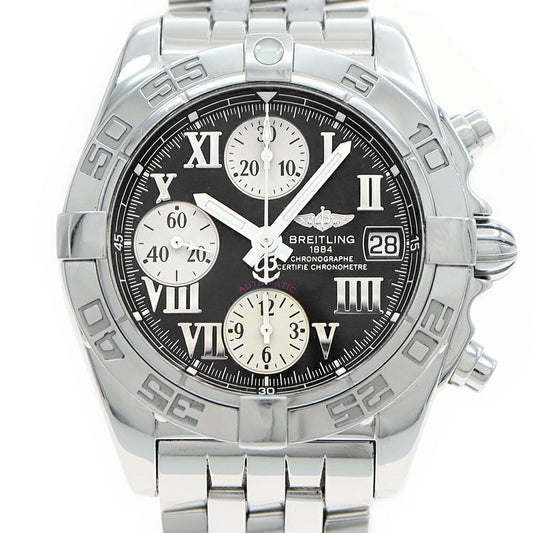 内部点検済 BREITLING ブライトリング クロノコックピット A13358 クロノグラフ デイト 100m防水 黒 ブラック SS ステンレス メンズ 自動巻き【6ヶ月保証】【腕時計】【中古】