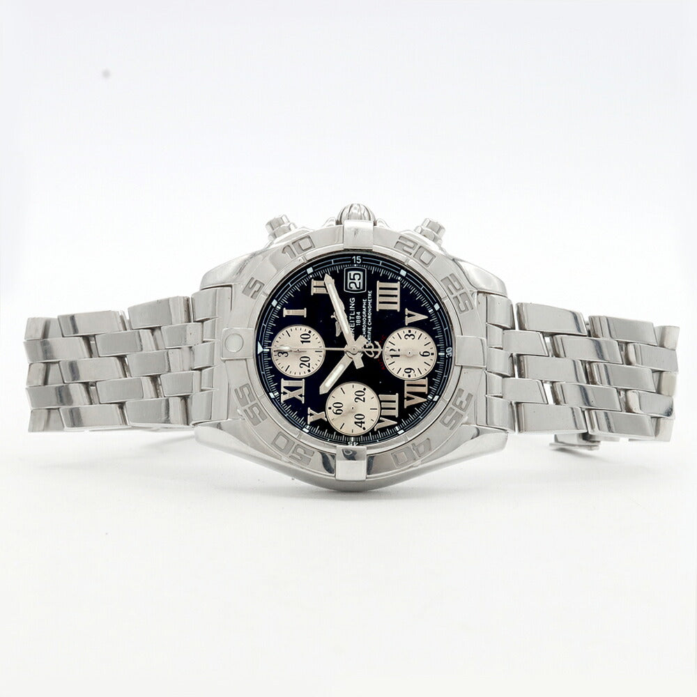 内部点検済 BREITLING ブライトリング クロノコックピット A13358 クロノグラフ デイト 100m防水 黒 ブラック SS ステンレス メンズ 自動巻き【6ヶ月保証】【腕時計】【中古】